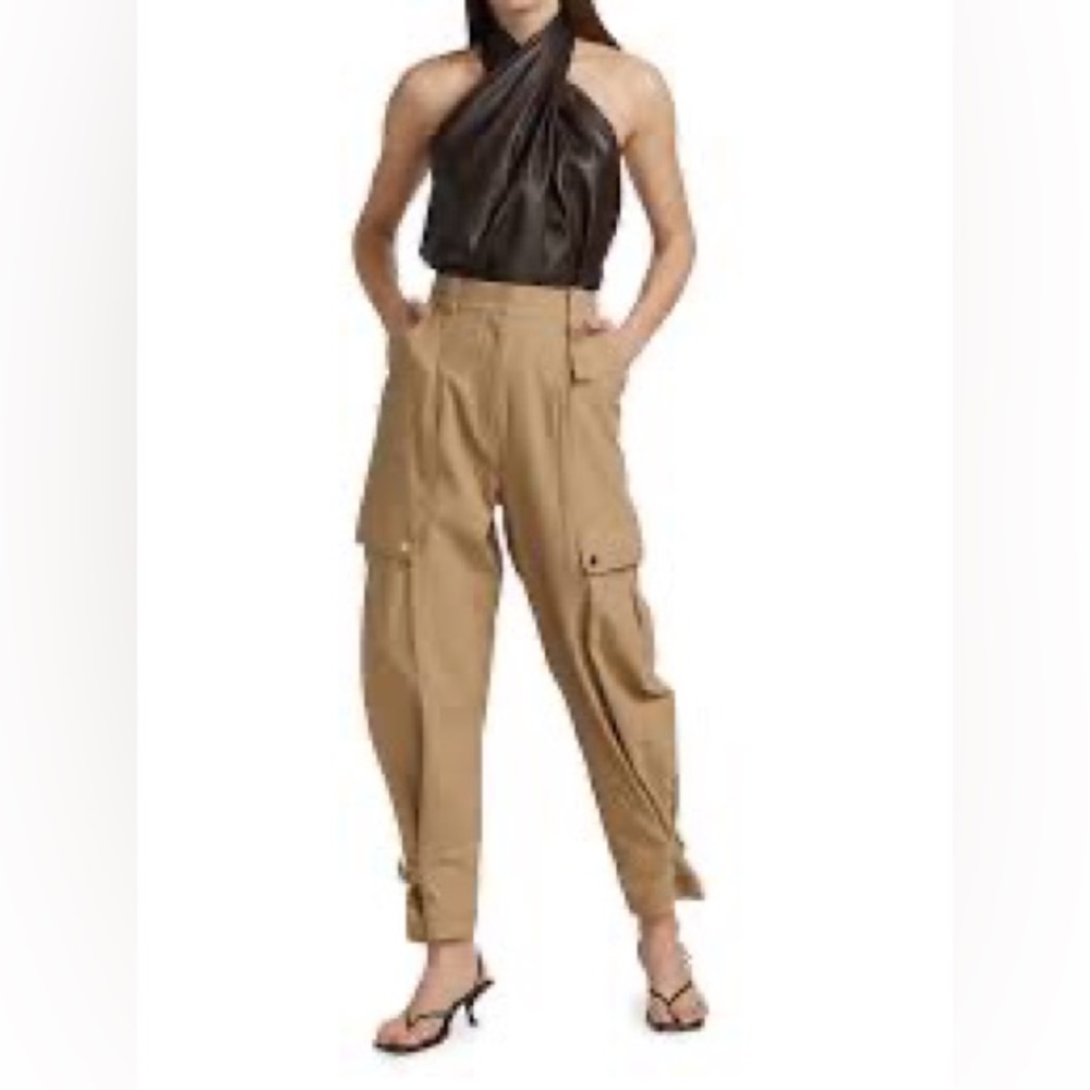 3.1 Phillip Lim Vegan Brown Leather Cross Front Halter Top NWT